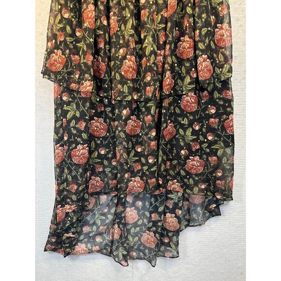 Forever Unique Strapless Witchygoth Fairy Prom Dress Maxi Sheer Roses Size 8 - Picture 2 of 10